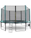 Aga SPORT PRO Trampolína 430 cm Dark Green + ochranná sieť + schodíky + vrecko na obuv